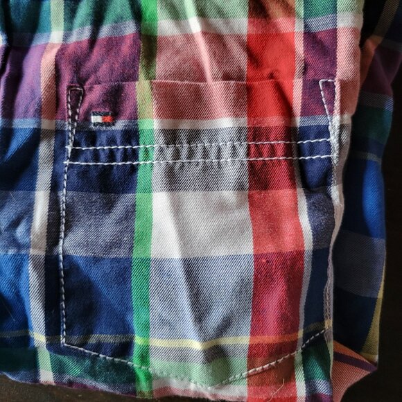 Tommy Hilfiger Plaid Button Up Down Shirt Long Sleeve Youth Large 16/ 18 - Picture 7 of 11